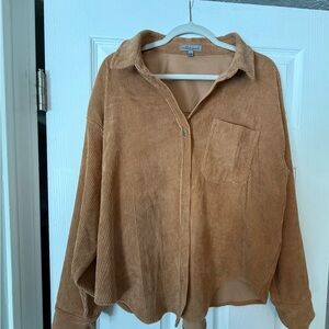 Tan Corduroy Button-Up Shirt